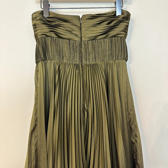 AMUR Pleated Strapless Belle Dress in Olive Size US 6 - Picture 11 of 14